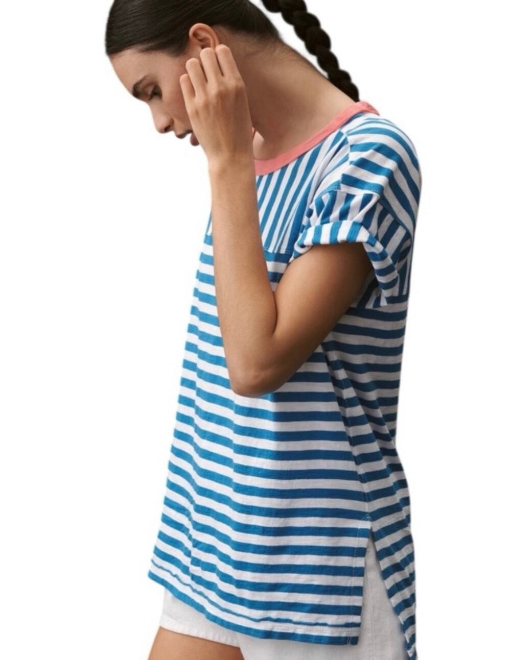 Anthropologie Pilcro The Jordyn Striped Cotton Slub Oversized Tee Size Small